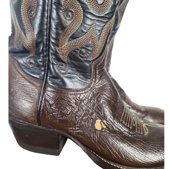 Tony Lama Exotic Leather Western Boots in Chocolate / Black 5.5 B FLAWED - Picture 5 of 13